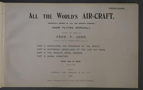 Janes - Janes All the Worlds Aircraft, oblong qto, cloth, London 1914